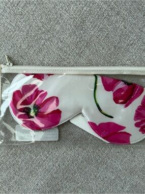Floral Satin Silk Sleep Mask - Pink Poppy Print Elizabeth W